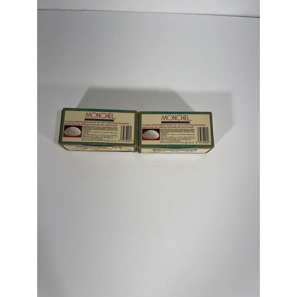Lot Of 2 Vintage Monchel Pearl White UnScented Bar Soap 1982 New Old Stock Shell